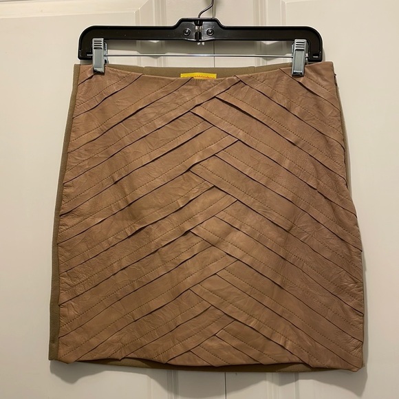 Catherine Malandrino Brown/Beige Leather Skirt,Specials : American Fashion Style Bags On Sale